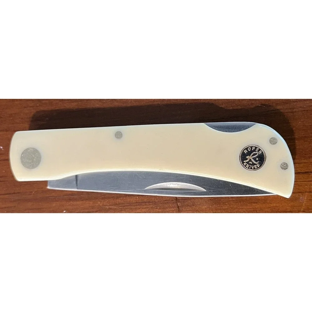 Roper Knives Tumbleweed, Stainless Plain Blade, Cream Yellow Delrin‎ Handle